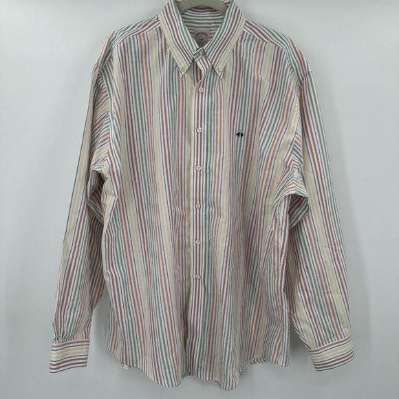 Brooks Brothers Rainbow Striped Long Sleeve Button Down Original‎ Polo Shirt XL - Picture 4 of 10